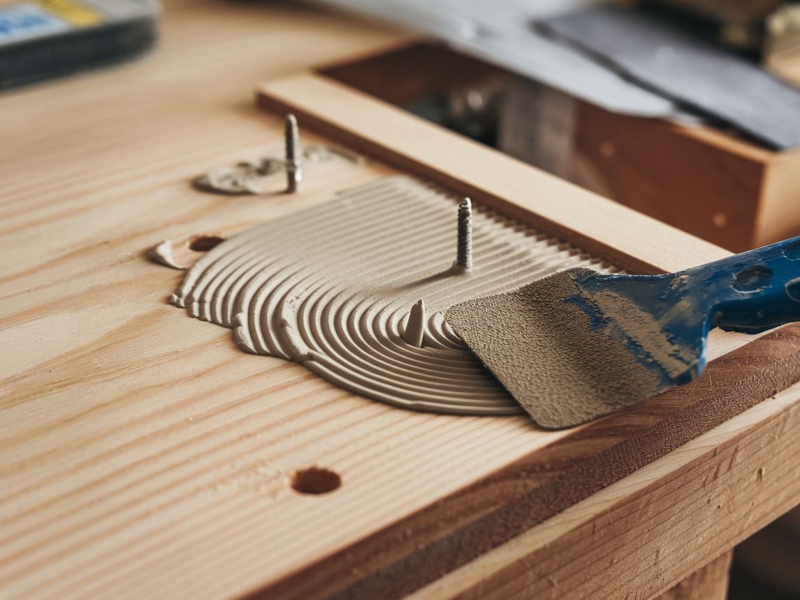 Szpachlowanie otworów po wkrętach na drewnie